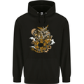 Steampunk Dragon Mens 80% Cotton Hoodie Black
