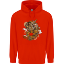 Steampunk Dragon Mens 80% Cotton Hoodie Bright Red