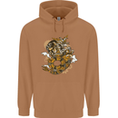 Steampunk Dragon Mens 80% Cotton Hoodie Caramel Latte