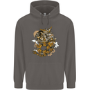Steampunk Dragon Mens 80% Cotton Hoodie Charcoal