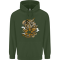 Steampunk Dragon Mens 80% Cotton Hoodie Forest Green