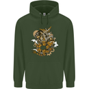 Steampunk Dragon Mens 80% Cotton Hoodie Forest Green