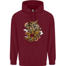 Steampunk Dragon Mens 80% Cotton Hoodie Maroon