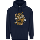 Steampunk Dragon Mens 80% Cotton Hoodie Navy Blue