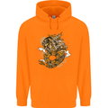 Steampunk Dragon Mens 80% Cotton Hoodie Orange