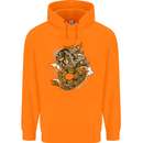 Steampunk Dragon Mens 80% Cotton Hoodie Orange