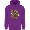 Steampunk Dragon Mens 80% Cotton Hoodie Purple