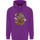 Steampunk Dragon Mens 80% Cotton Hoodie Purple
