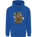 Steampunk Dragon Mens 80% Cotton Hoodie Royal Blue