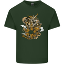Steampunk Dragon Mens Cotton T-Shirt Tee Top Forest Green