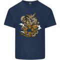 Steampunk Dragon Mens Cotton T-Shirt Tee Top Navy Blue