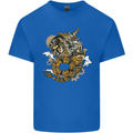 Steampunk Dragon Mens Cotton T-Shirt Tee Top Royal Blue
