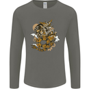 Steampunk Dragon Mens Long Sleeve T-Shirt Charcoal