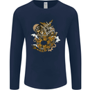 Steampunk Dragon Mens Long Sleeve T-Shirt Navy Blue
