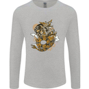 Steampunk Dragon Mens Long Sleeve T-Shirt Sports Grey