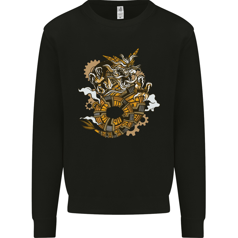 Steampunk Dragon Mens Sweatshirt Jumper Black