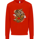 Steampunk Dragon Mens Sweatshirt Jumper Bright Red