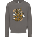 Steampunk Dragon Mens Sweatshirt Jumper Charcoal