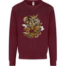 Steampunk Dragon Mens Sweatshirt Jumper Maroon
