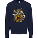 Steampunk Dragon Mens Sweatshirt Jumper Navy Blue