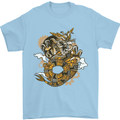 Steampunk Dragon Mens T-Shirt Cotton Gildan Light Blue