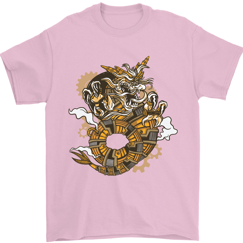 Steampunk Dragon Mens T-Shirt Cotton Gildan Light Pink