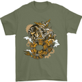Steampunk Dragon Mens T-Shirt Cotton Gildan Military Green