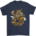 Steampunk Dragon Mens T-Shirt Cotton Gildan Navy Blue