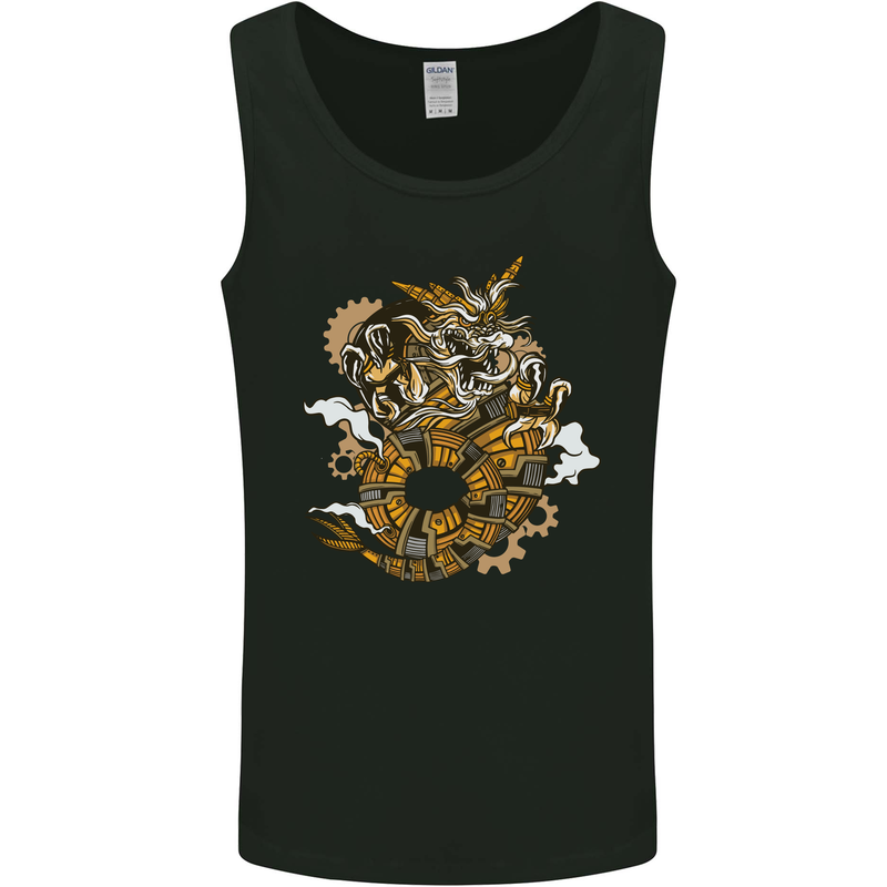 Steampunk Dragon Mens Vest Tank Top Black