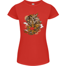 Steampunk Dragon Womens Petite Cut T-Shirt Red