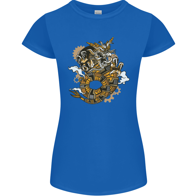 Steampunk Dragon Womens Petite Cut T-Shirt Royal Blue