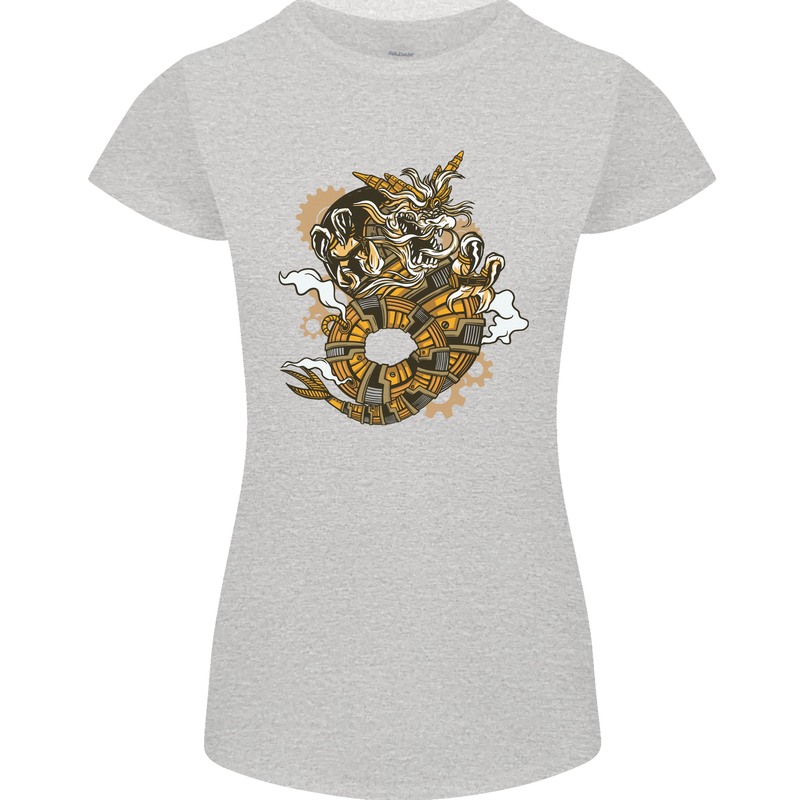 Steampunk Dragon Womens Petite Cut T-Shirt Sports Grey