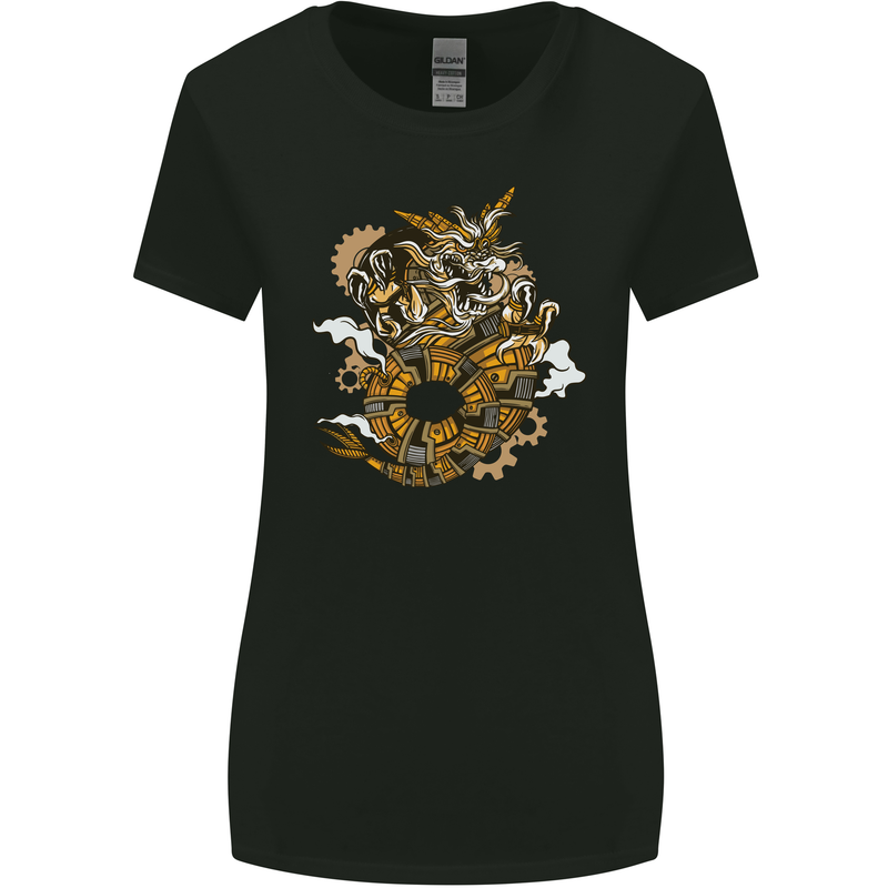 Steampunk Dragon Womens Wider Cut T-Shirt Black
