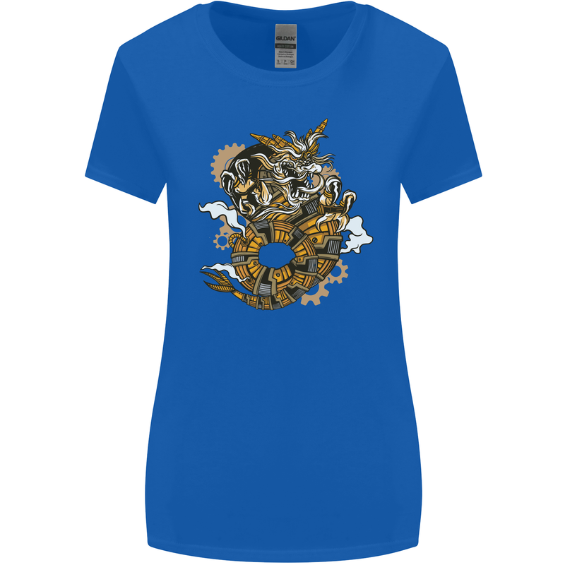 Steampunk Dragon Womens Wider Cut T-Shirt Royal Blue