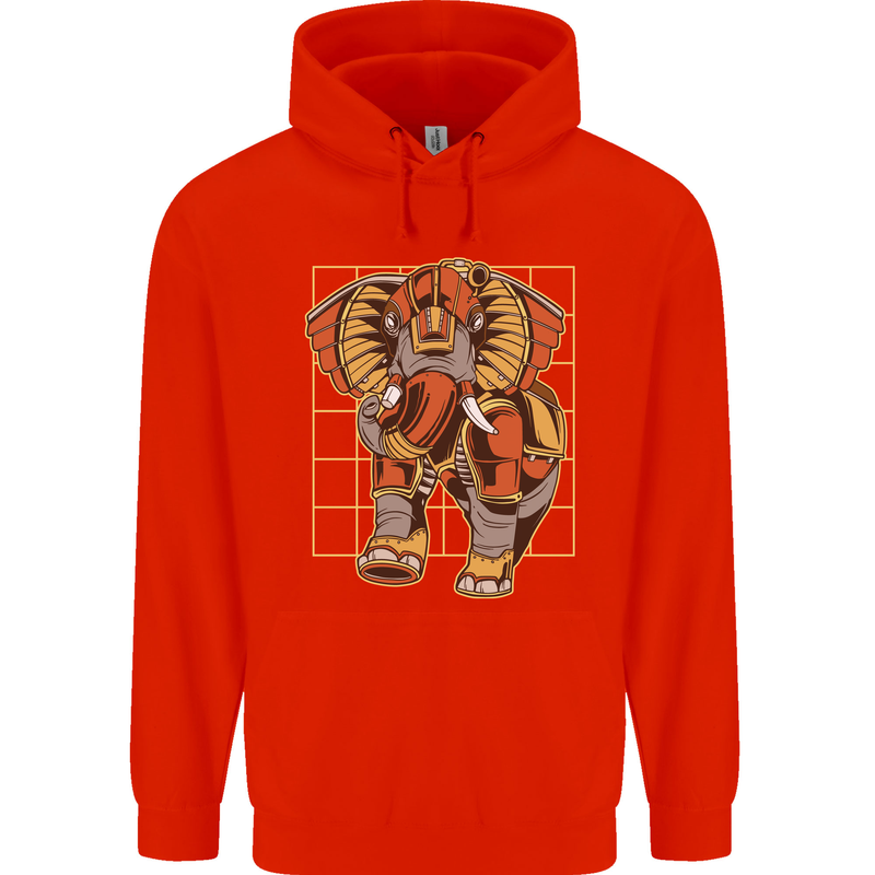 Steampunk Elephant Childrens Kids Hoodie Bright Red