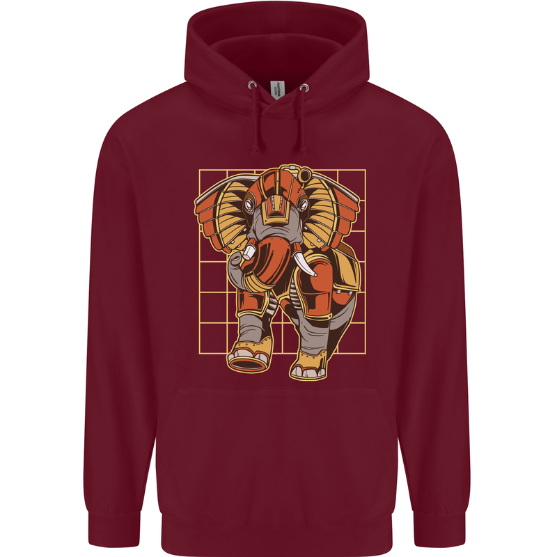 Steampunk Elephant Childrens Kids Hoodie Maroon