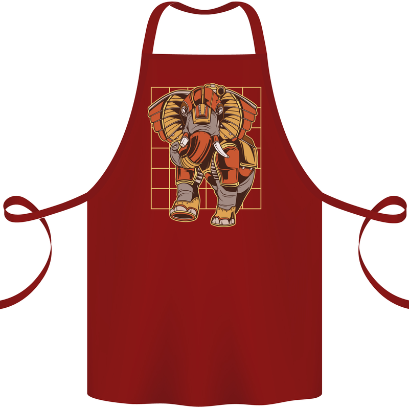 Steampunk Elephant Cotton Apron 100% Organic Maroon