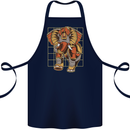 Steampunk Elephant Cotton Apron 100% Organic Navy Blue