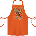 Steampunk Elephant Cotton Apron 100% Organic Orange