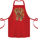 Steampunk Elephant Cotton Apron 100% Organic Red