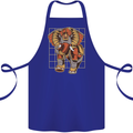 Steampunk Elephant Cotton Apron 100% Organic Royal Blue