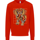 Steampunk Elephant Kids Sweatshirt Jumper Bright Red