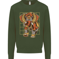 Steampunk Elephant Kids Sweatshirt Jumper Forest Green