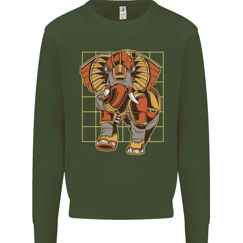 Steampunk Elephant Kids Sweatshirt Jumper Forest Green