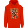 Steampunk Elephant Mens 80% Cotton Hoodie Bright Red