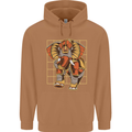 Steampunk Elephant Mens 80% Cotton Hoodie Caramel Latte