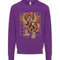 Steampunk Elephant Mens Sweatshirt Jumper Purple