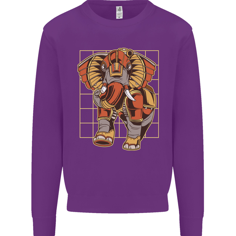 Steampunk Elephant Mens Sweatshirt Jumper Purple