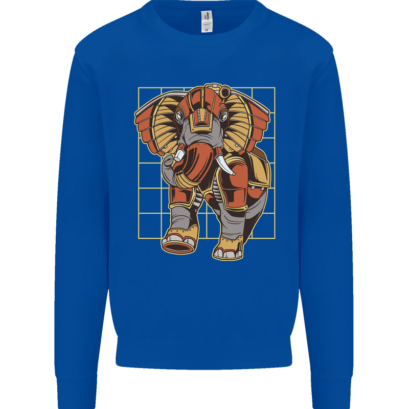 Steampunk Elephant Mens Sweatshirt Jumper Royal Blue
