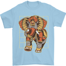 Steampunk Elephant Mens T-Shirt 100% Cotton Light Blue